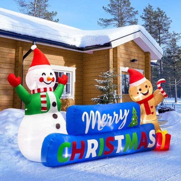 ⚡9FT Christmas Inflatable Merry Xmas Snowman LED Yard Outdoor Decoration - Picture 2 of 7